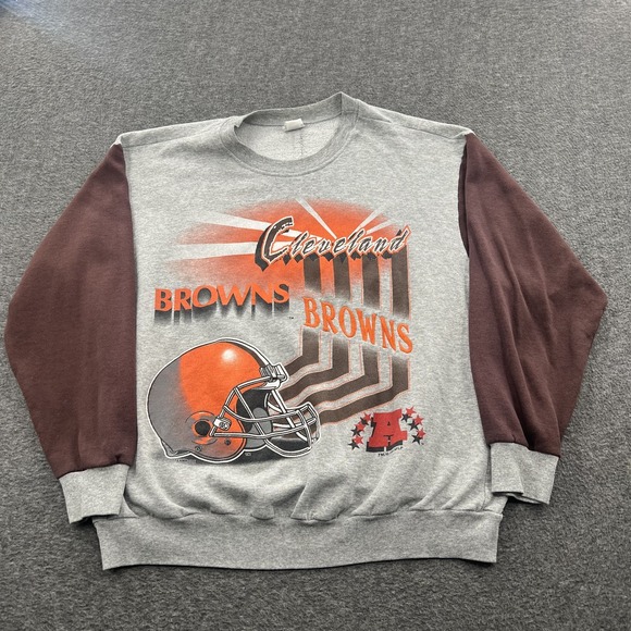 Vintage Cleveland Browns Sweatshirt Mens XL 90s Embroidered NFL MUSA Color Block - Picture 3 of 11